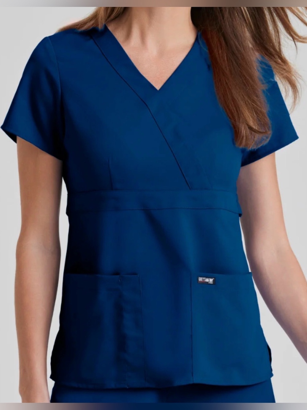 Grey's Anatomy by Barco Riley Top 3 Pocket V-Neck Scrubs Indigo sz Medium